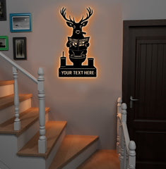 Maxcorners Personalized Deer Bathroom Humor Metal Sign WITH LED/WITHOUT LED, Rustic Hunting Cabin Wall Decor for Hunters, Funny Wildlife Toilet Art LM0110