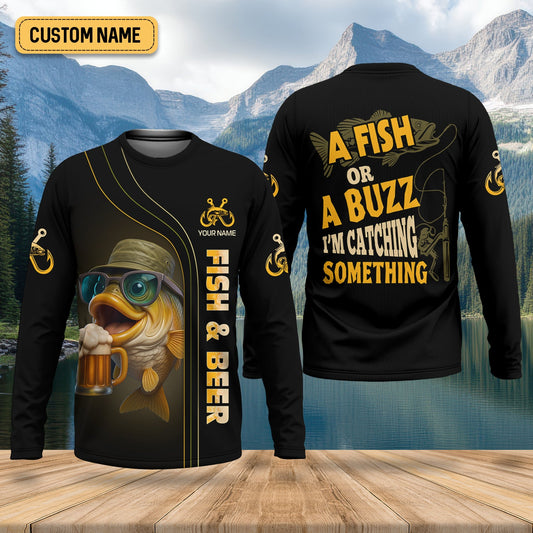 Maxcorners Fish And Beer Fishing UV Shirts, Funny Fishing Shirt, Gift For Fisherman, Fishing Shirts For Men