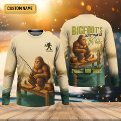 Maxcorners Bigfoot's Quiet Day At The Lake Fishing UPF Shirts, Funny Fishing Shirt, Presents For Fishermen