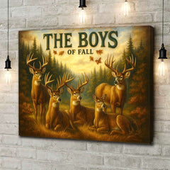 Maxcorners The Boys of Fall Deer Canvas Wall Art – Rustic Autumn Wildlife Scene – Lodge and Cabin Decor