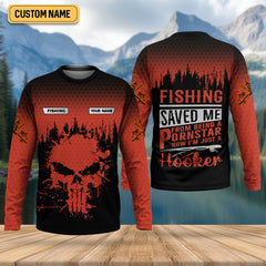 Maxcorners Fishing Saved Me From Being A Pornstar Red Fishing Shirt, Funny Fishing Shirt, SPF Shirt For Men, Gift For Fisherman