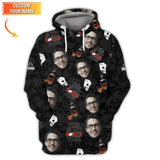 Poker Face Custom Name and Face Shirt – Whiskey and Cards Design – Funny Gift for Him