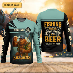 Maxcorners Fishing Solves Most Of My Problems Beer Solves The Rest SPF Shirt, Funny Fishing Shirt, Fishing Shirts For Men