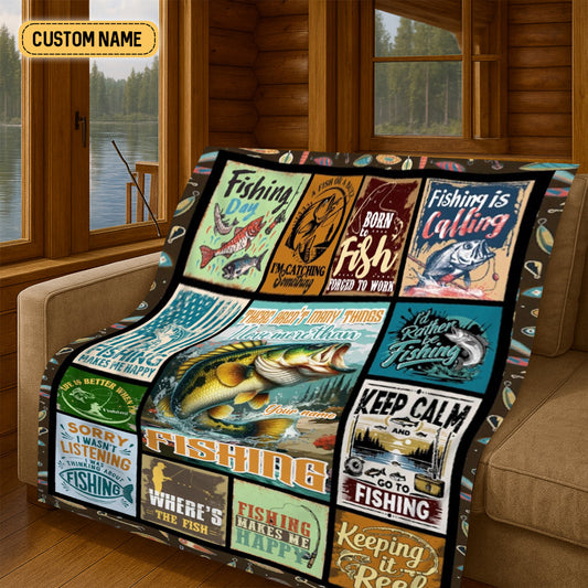 Maxcorners There Aren't Many Things I Love More Than Fishing Custom Name Blanket, Fishing Blanket, Gift For Fishing Lover LM0201