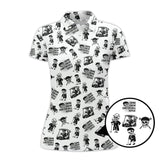 Maxcorners Funny Skull Golf Shirt For Men, Skeleton Golf Pattern Polos, Crazy Golf Shirts For Golfers
