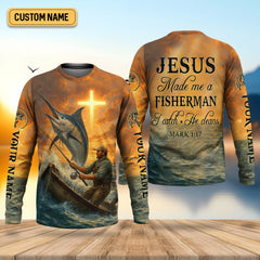 Maxcorners I Catch He Cleans, Jesus Fishing Shirt, Funny Fishing Shirt, SPF Shirt For Men, Gift For Fisherman