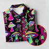 Maxcorners Black Neon Mushroom Pattern Golf Shirt, Women’s Golf Polo, Golf Shirts For Women, Performance Golf Shirt LM1507