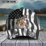 Maxcorners Fishing Black American Flag Sport Personalized 3D Cap (11 Options)