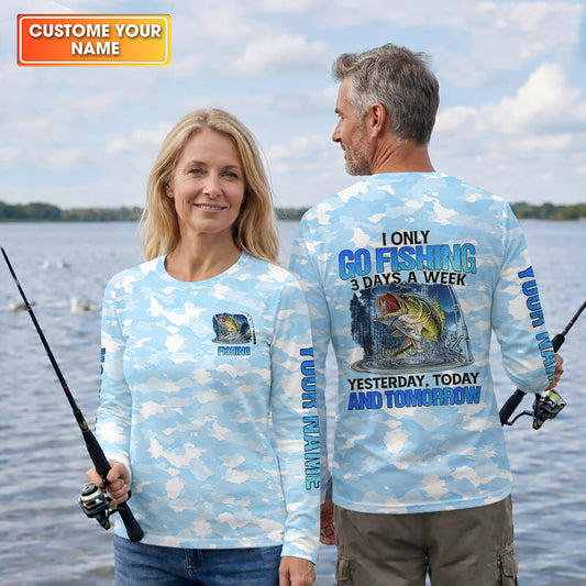 Maxcorners Personalized Camo Fishing Shirt, Go Fishing 3 Days A Week Shirt, Fishing UPF Shirts, Funny Fisherman Gift