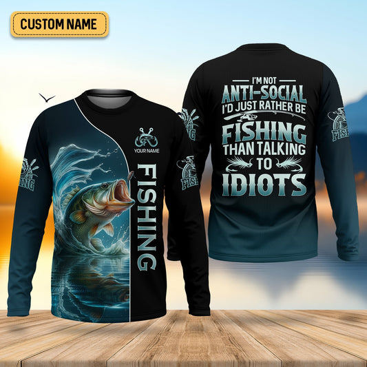 Maxcorners I'd Rather Be Fishing SPF Shirt, Funny Fishing Shirt, Long Sleeve Fishing Shirts, Gift For Fisherman