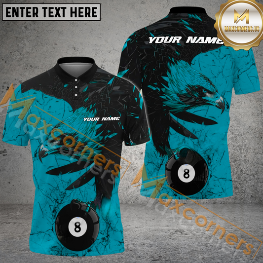 Maxcorners Ball 8 King Eagle Billiard Jersey Multicolor Options Personalized Name, Team Name 3D Polo Shirt (4 Colors)
