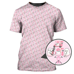 Maxcorners Ghost Of Halloween Pattern Golf Shirt, Funny Breast Cancer Golf Shirt, Ladies Golf Shirts