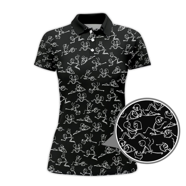 Maxcorners Funny Golf Shirt For Golfer, Stick Figure Pattern Golf Shirt, Crazy Golf Shirt For Men