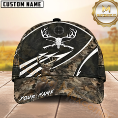 Maxcorners Hunting Deer Skull Crossed Guns Target Camo Custom Name 3D Cap