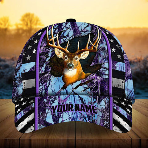 Maxcorners Cool US Flag Ragged Deer Hunting Camo Pattern 3D Multicolor Personalized Cap