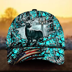 Maxcorners Jesus In My Heart Deer Hunting Camo Pattern 3D Multicolor Personalized Cap