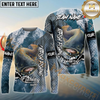 Maxcorners Fishing Skin Seawave Personalized Name, Team Name 3D Long Sleeve Shirt
