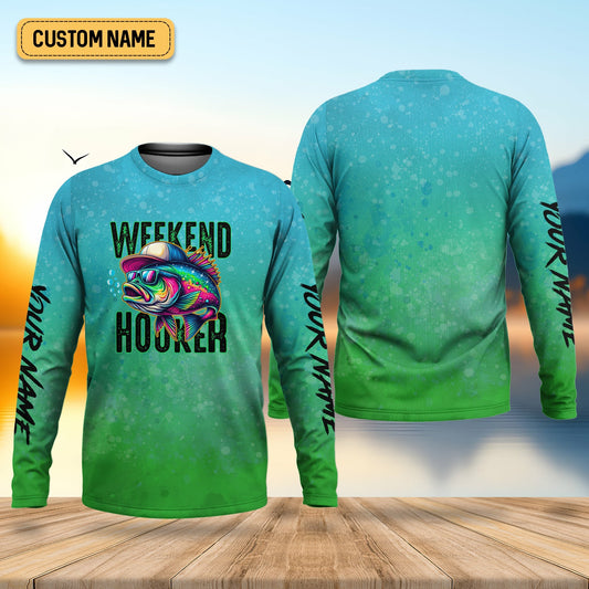 Maxcorners Weekend Hooker Green Fishing Shirt, SPF Shirt For Men, Long Sleeve Sun Shirt, Gift For Fisherman