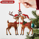 Maxcorners Personalized Couple Reindeer Acrylic Ornament – Cute Custom Deer Christmas Tree Gift for Couples LM0411