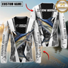 Maxcorners Fishing Black White Hexagon Hoodie Design Sun Protection Personalized Name, Team Name Long Sleeve Hooded