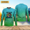 Maxcorners Show Me Your Bobbers Shirt, Green Blue Neon Men Fishing Shirt, Funny Fishing Shirt, SPF Shirt