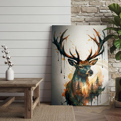 Maxcorners Nature-Inspired Deer Canvas Art - Splatter Paint Wildlife Decor
