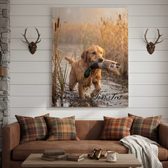 Maxcorners Hunting Dog Pointing Duck In Marshland Personalized Name Canvas