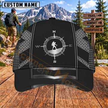 Maxcorners Hiking Compass Hiker Outdoor Adventure Personalized Name 3D Cap