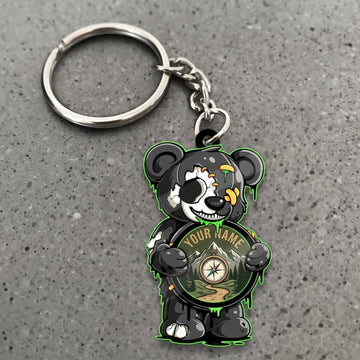 Maxcorners Hiking Cute Panda Explorer Compass Customized Name 3D Keychain And Ornament