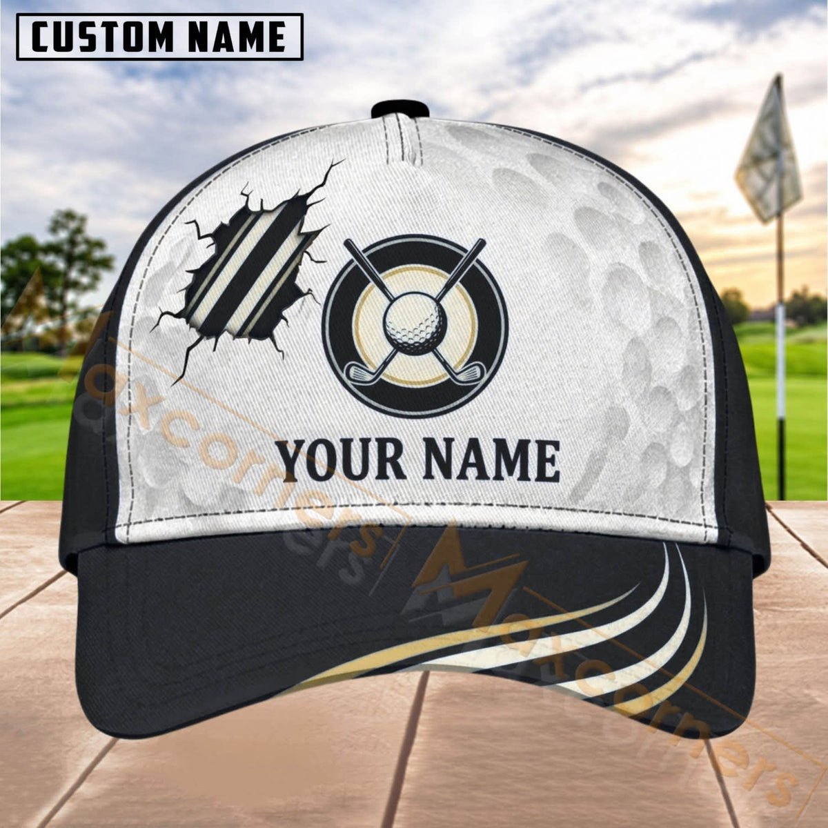 Maxcorners Golf Target Claw Scratch Personalized Name 3D Cap (6 Colors)