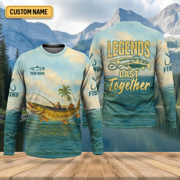 Maxcorners Legends Cast Together, Fishing UPF Shirts, Men Jersey, Men Button Down Shirt, Mens Casual Shirts