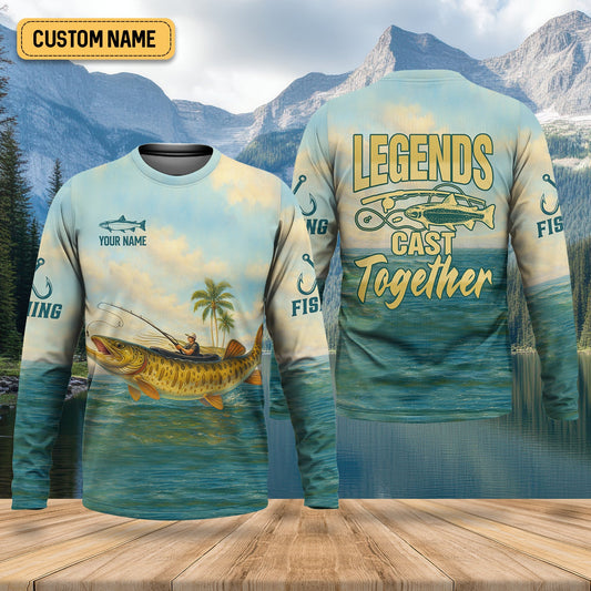 Maxcorners Legends Cast Together, Fishing UPF Shirts, Men Jersey, Men Button Down Shirt, Mens Casual Shirts