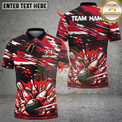 Maxcorners Bowling And Pins  Multicolor Customized Name, Team Name 3D Shirts