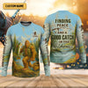 Maxcorners Finding Peace And A Good Catch In The Wilderness Bigfoot Fishing UPF Shirts, Gift For Fisherman