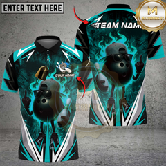 Maxcorners Bowling Flaming Ball Cool Style Multicolor Customized Name, Team Name 3D Shirt