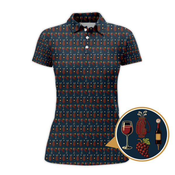 Maxcorners Golf Wine Pattern Golf Shirt,  Women Golf Shirts For Wine Lovers, Golf Gift For Golfer