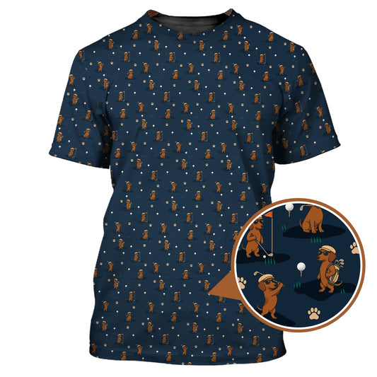 Maxcorners Dog Pattern Golf Shirt, Dachshund Golf Shirt, Golf Gift For Men, Funny Golf Shirt For Golfer