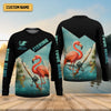 Maxcorners Flamingo Fishing, Hooded UPF Shirt, Funny Fishing Shirt, Men Jersey, Presents For Fishermen