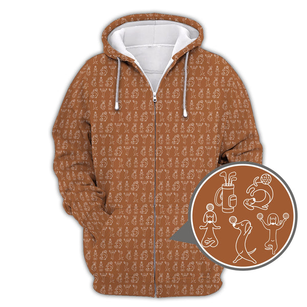 Maxcorners Pattern Golf Shirt, Dachshund Pattern Golf Shirt, Funny Dog Golf Polos For Pet Lovers