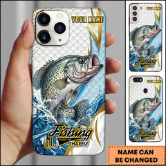 Maxcorners Crappie Fishing Phone Case Splash Water Gold Lightning Pattern Personalized Name Phone Case