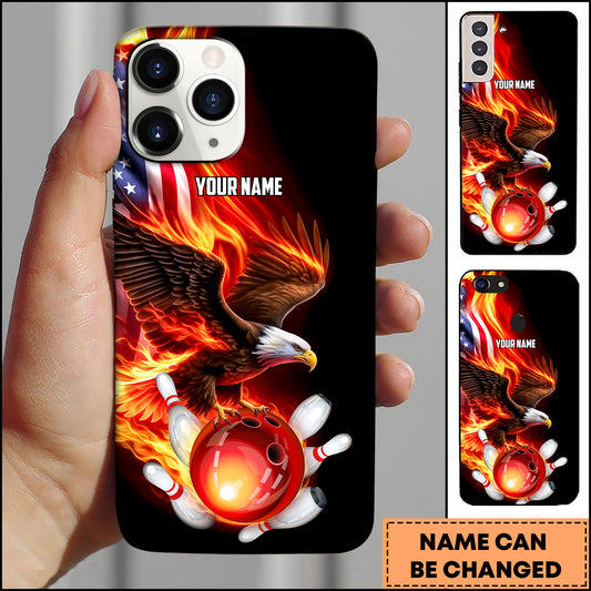 Maxcorners Bowling Flaming Eagle Strike Personalized Name 3D Phone Case