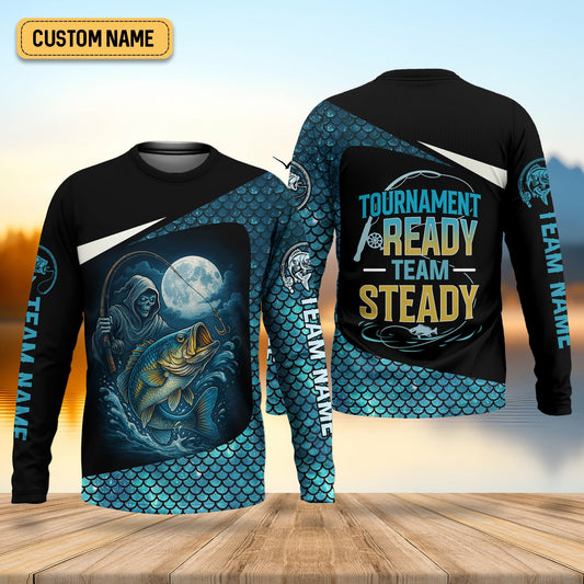 Maxcorners Tournament Ready, Team Steady, Fish Button Up Shirt, UV Protection Shirt, Presents For Fishermen