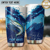 Maxcorners Fishing Tumbler Blue Pixel Ocean Wave Design Personalized Name Tumbler (13 Species)