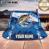 Maxcorners Fishing Blue Tech Geometric Water Splash Personalized 3D Bucket Hat (13 Fish Species)