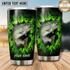 Maxcorners Fishing Tumbler Neon Green Flame Design Personalized Name Tumbler (13 Species)