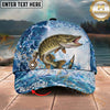 Maxcorners Fishing Ocean Bubble Artwork Personalized Name 3D Cap (12 Fish Species)