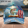 Maxcorners Fishing Faith American Flag Personalized Name 3D Cap (12 Fish Species)