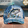 Maxcorners Fishing Ocean Bubble Artwork Personalized Name 3D Cap (12 Fish Species)