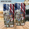 Maxcorners Fishing Tumbler American Flag Eagle Design Personalized Name Tumbler (13 Species)