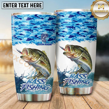 Maxcorners Fishing Tumbler Ocean Blue School Pattern Design Personalized Name Tumbler (13 Species)